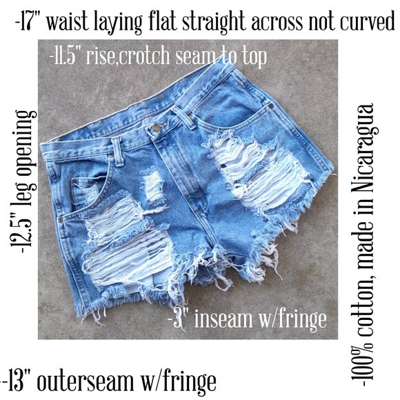 Y2k Vintage Reworked Wrangler 5 Pocket Distressed Jeans Shorts sz 14 (34 Mens - Picture 3 of 6